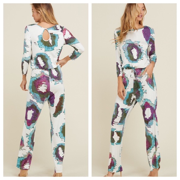 Multi Watercolor Jumpsuit - Picture 3 of 6
